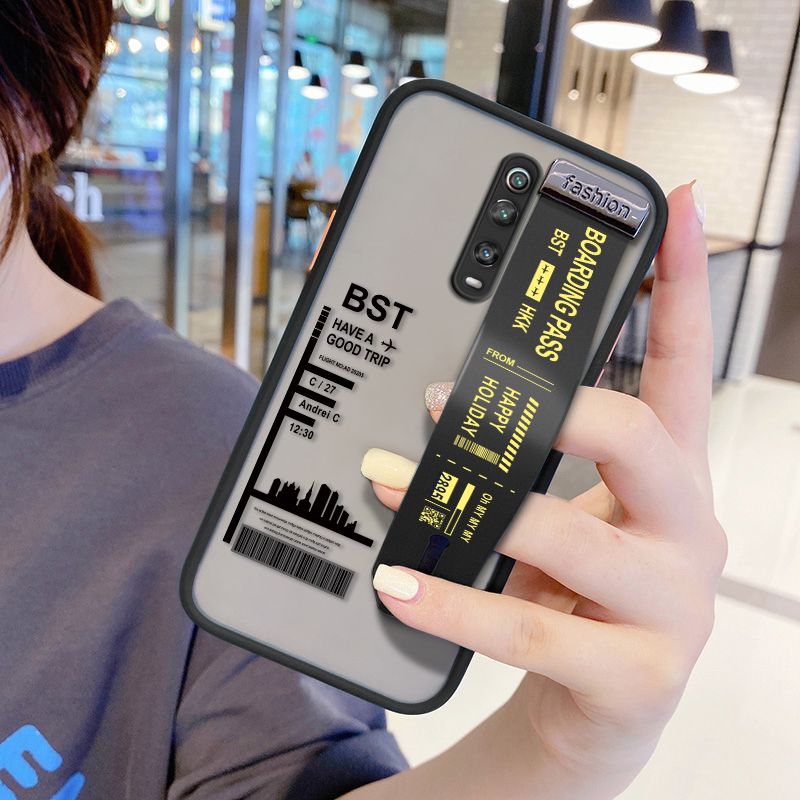 UCUC for Xiaomi Redmi K20 Pro Wrist Strap Case Creative Printing City Landscape Wristband Printing Cover Shockproof Frosted Phone Case