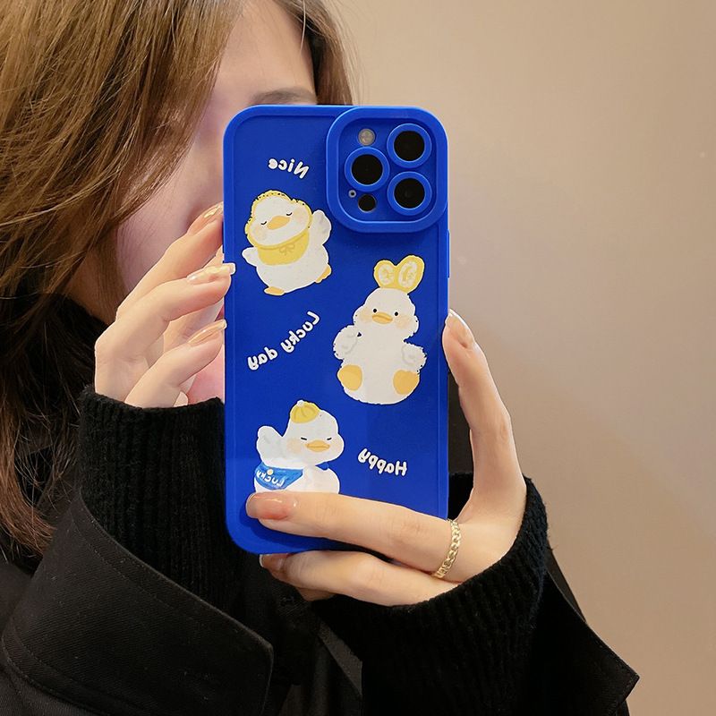 Blue Case Cute Duck Soft Silicone Cover Mobile Phone Protective Case
