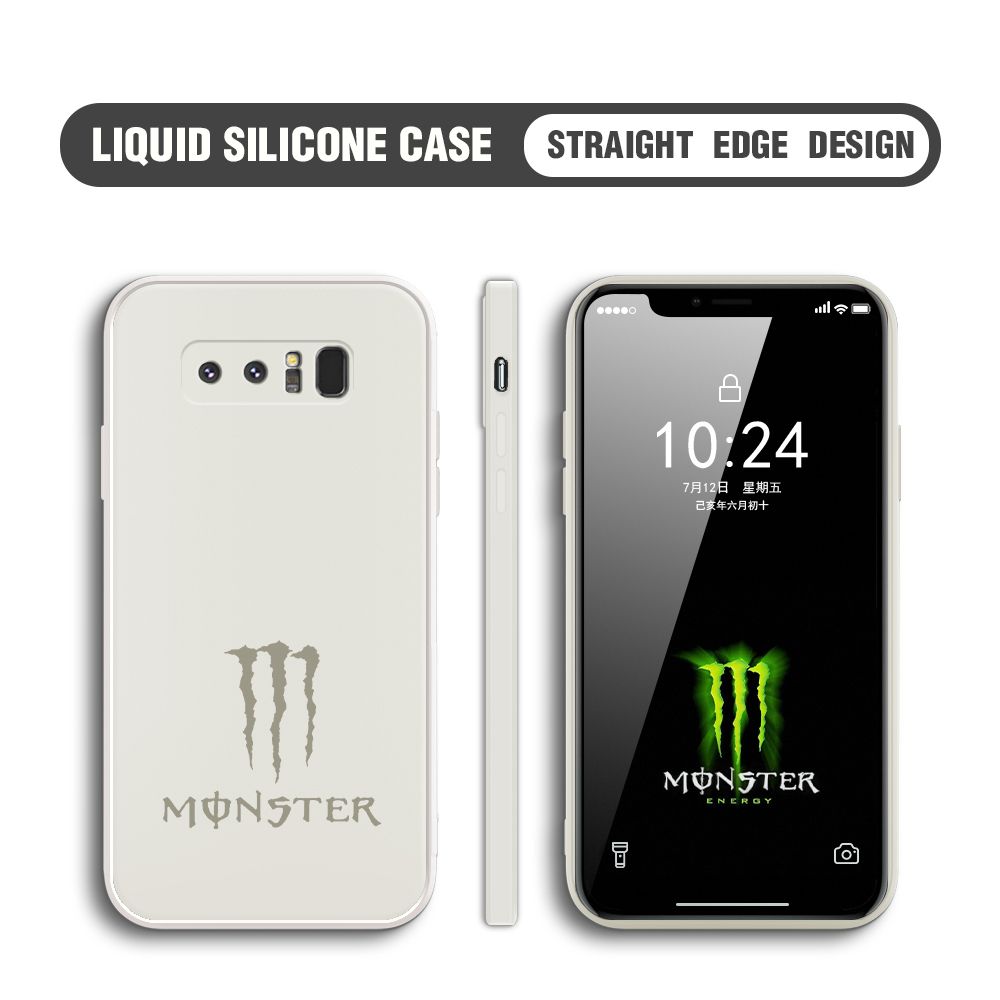 Hontinga for Samsung Galaxy Note 8 Case Fashion Monster Energy Silicone Square Edge Phone Cases Full Cover Camera Shockproof Protection Rubber Case
