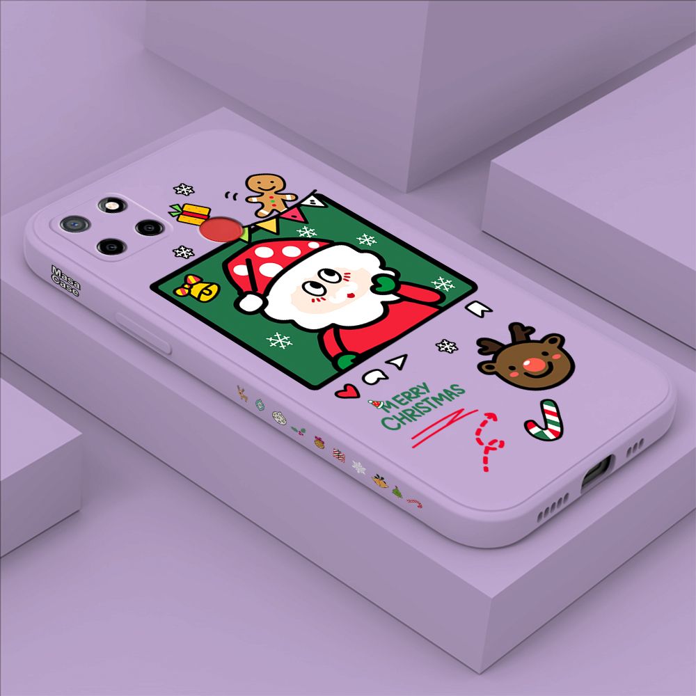 ZeroQiQi for Realme C25 Case Santa Claus Christmas Gifts Side Printing Cases Soft Liquid Silicone Phone Cover