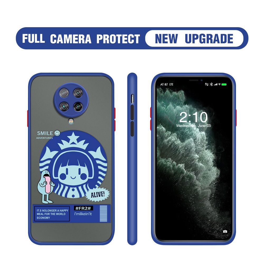 Hontinga for Redmi K30 Pro / K30 Pro Zoom / Xiaomi Poco F2 Pro Case Cute Coffee Girl Camera Shockproof Protection Casing Edge Frosted Transparent Phone Cover