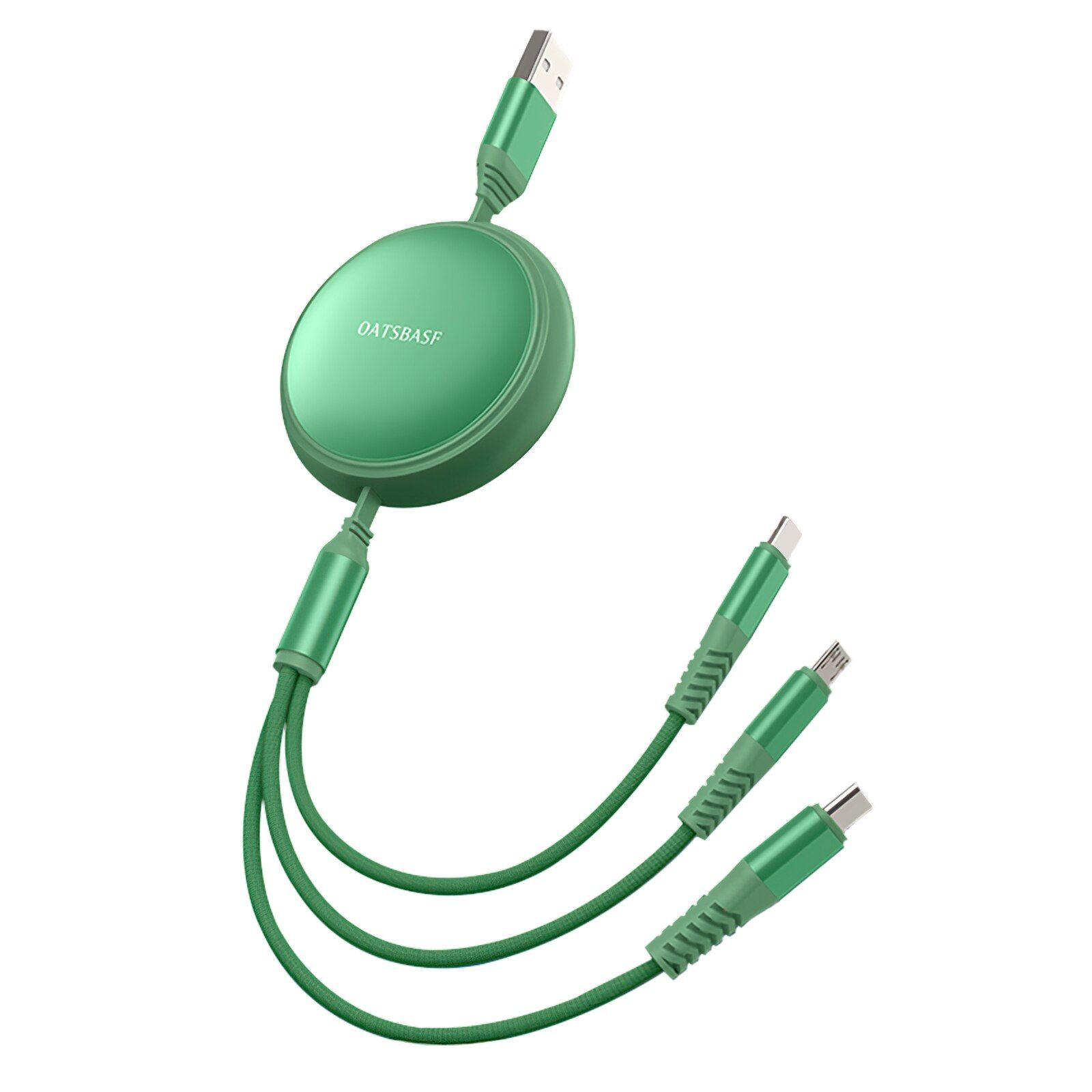 Oatsbasf 3 in Super Fast Charging Cable Telescopic Lightning Micro Usb Type-c Date Line For iPhone Huawei OPPO