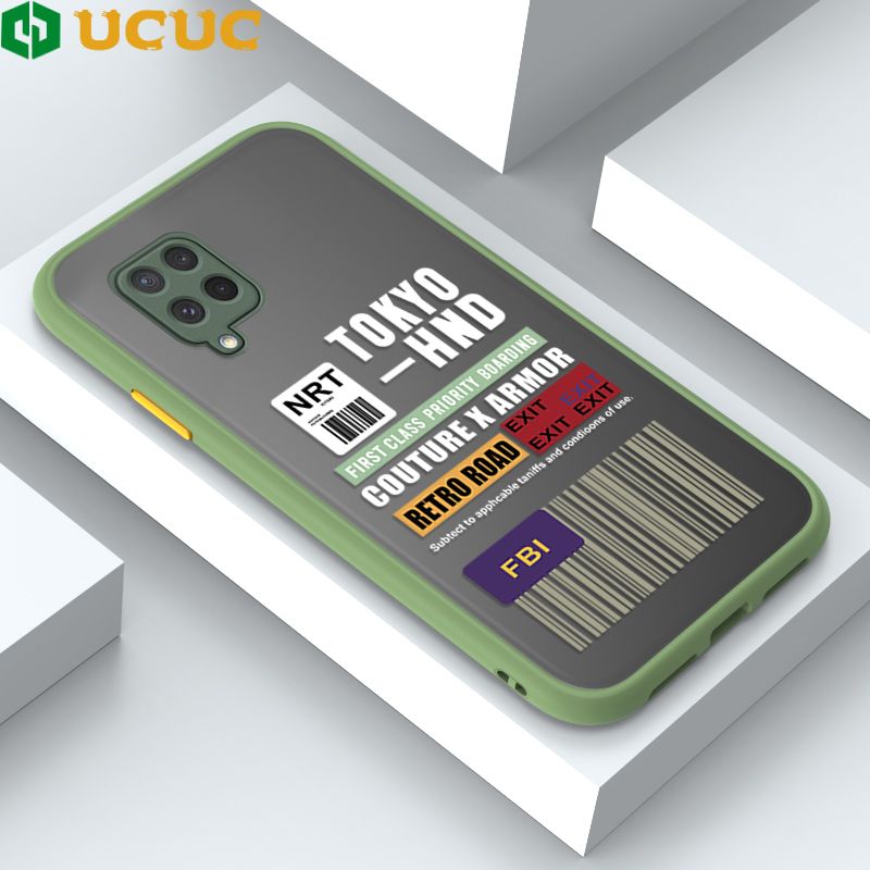 UCUC for Samsung Galaxy M62 F62 Back Cover FBI Sticker Frosted Transparent Hard Phone Case Thin Shockproof Full Cover Camera Protect Case
