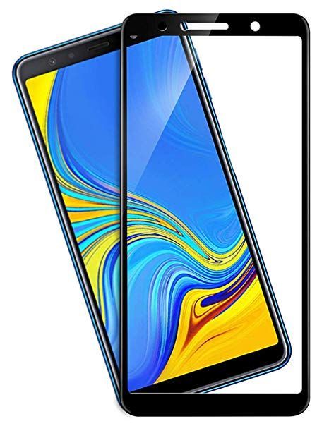 Samsung Galaxy A7 2018 Curved 6D/11D/9H Hardness [ Eye Protector ] Edge to Edge Smooth Touch Tempered Glass Screen Protector -Black