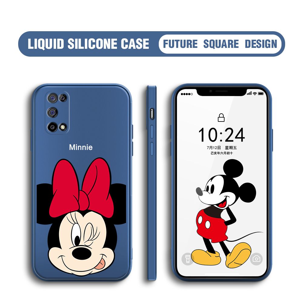 BILI for Realme 7 5G Back Cover Big Head Minnie Multicolor Liquid Silicone Phone Case Soft Square Lens Protection Phone Cases