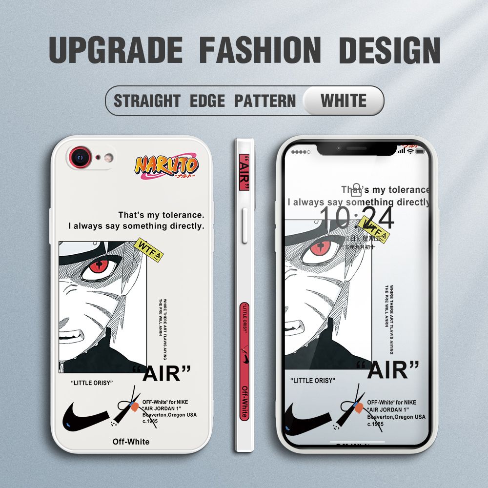 Jizetin for iPhone 7 / iPhone 8 / SE 2020/SE 2022 Case Side Design Phone Cover Anime Uzumaki Naruto Cover Square Edge Pattern Liquid Silicone Trend Case