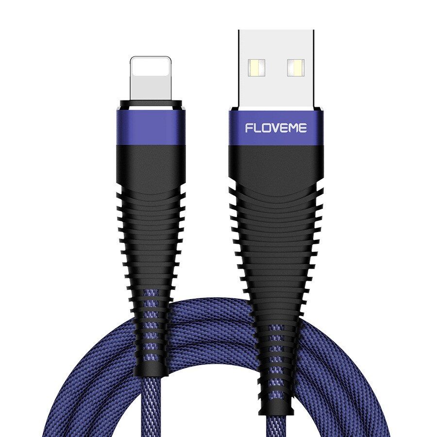 FLOVEME 2.4A USB Lighting Cable For iPhone XR X 7 Charger Cable USB Type C Charging Cable Data Nylon Braid USB C Cables For iPad