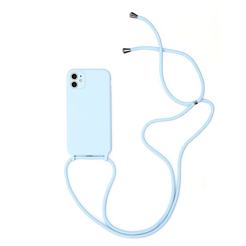Liquid Silicone Cases For iPhone 13 12 11 Pro XS Max X XR SE2 8 7 Plus 6 Soft Candy Cover+Crossbody Lanyard Neck Strap