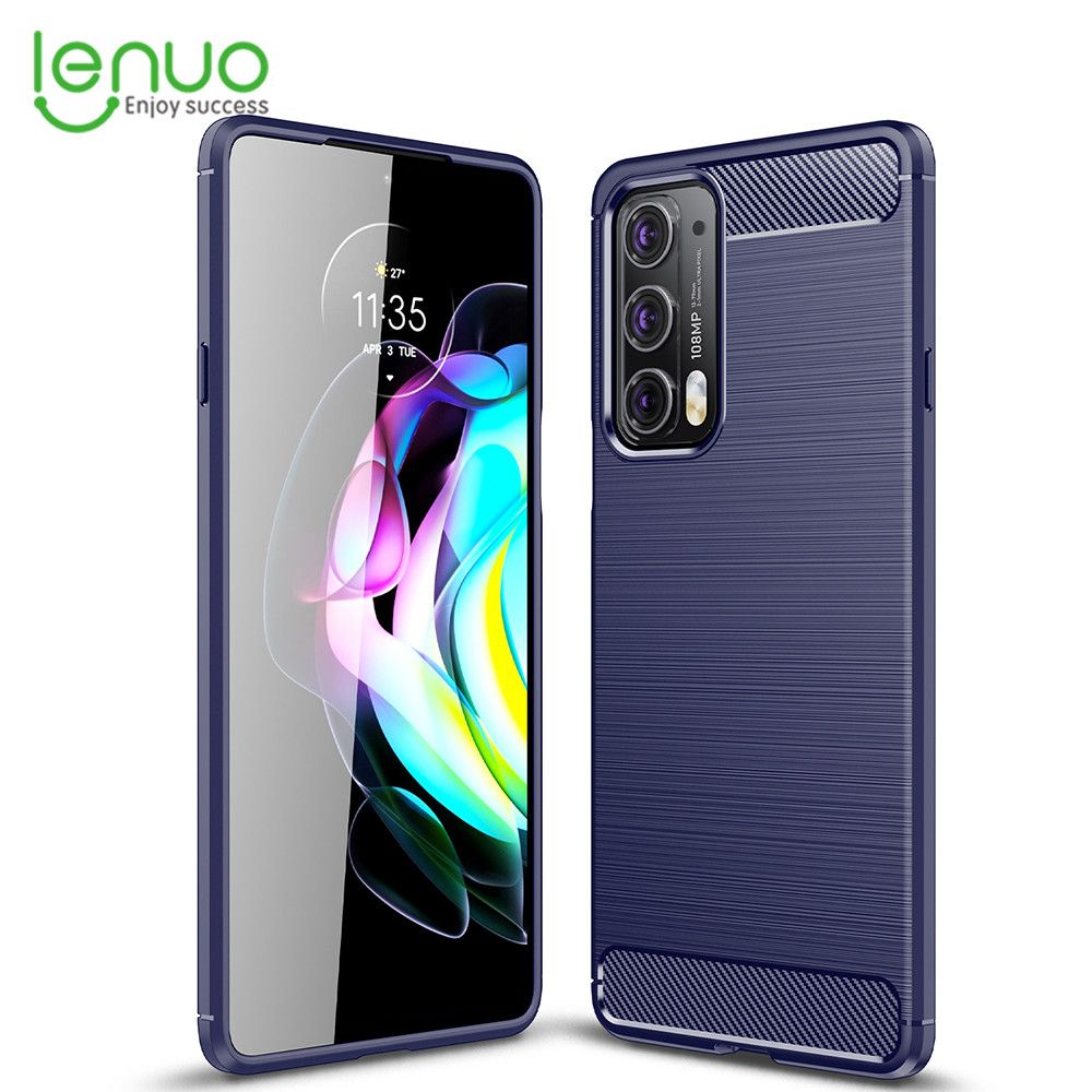 Lenuo for Motorola Edge 20 Case - Carbon Fiber Silicone Brushed Cell Phone TPU Back Cover