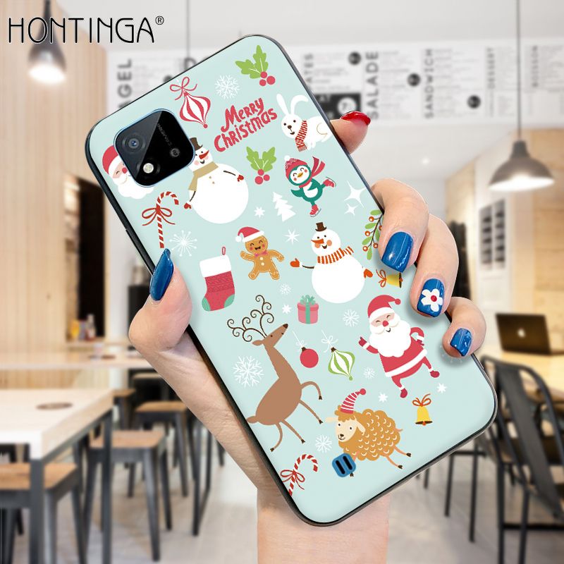 Hontinga for Realme C20 C20A C11 2021 Case Merry Christmas Gifts for Girls Boys Phone Cover Shockproof Soft Silicone TPU Cases