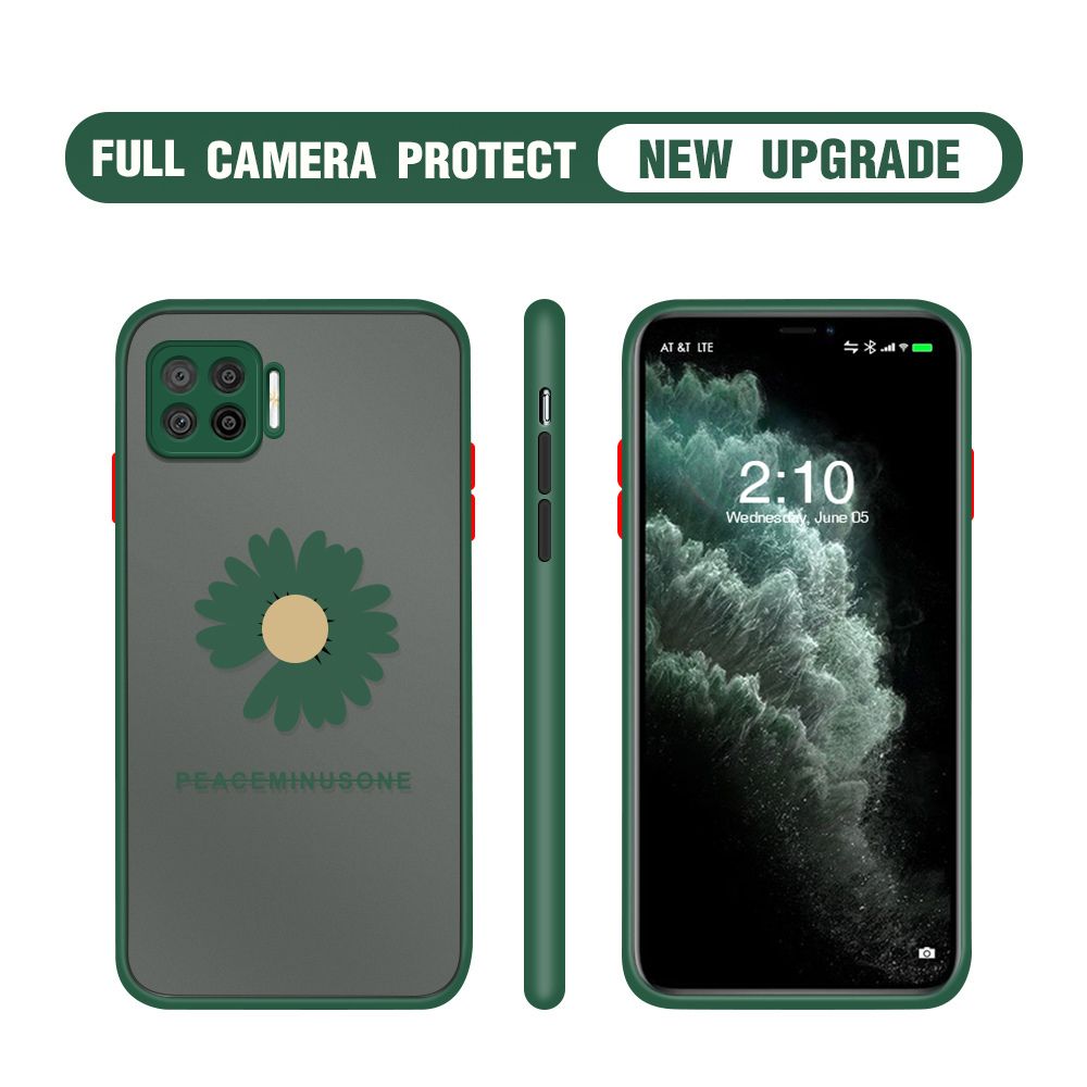 Hontinga for OPPO A73 2020 Case Daisy Flower Cover Camera Shockproof Protection Case Edge Frosted Transparent Phone Cover