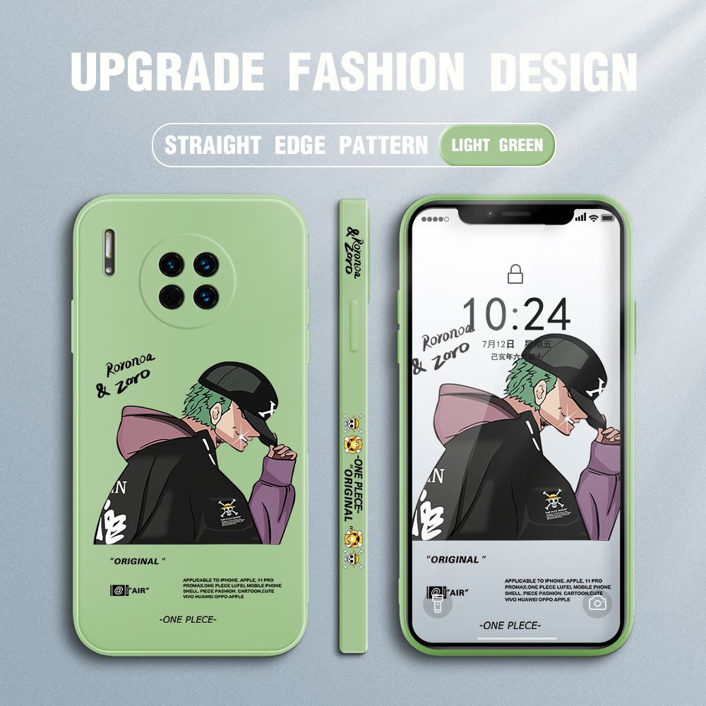 Jizetin for Huawei Mate 30 Case Anime One Piece Roronoa Zoro Side Design Phone Case Ultra Soft Edge Pattern Liquid Silicone Phone Cases