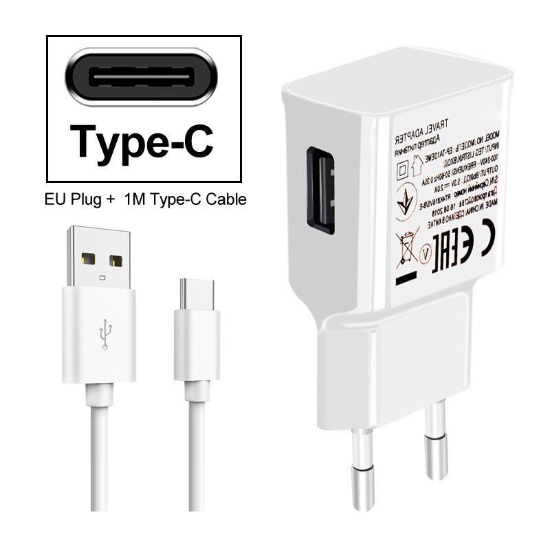 EU Plug Charger for Samsung Galaxy Core Prime G360 G3608 G3609 C7 2016 C5 Pro C7 Pro J7+ J7 PLUS C8 C7 2017 C9 PRO usb Cable