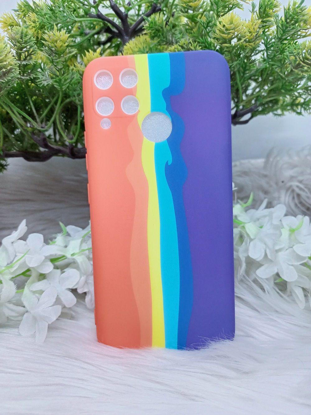 New Back Cover For Realme C15 Rainbow Design - Phone - Camera