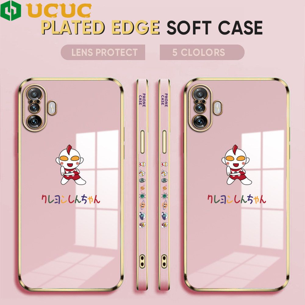 UCUC for Redmi K40 Gaming / Xiaomi Poco F3 GT Back Cover + Free Lanyard Altman Luxury 6D Plating Case Side Pattern Soft Silicone Square Phone Cases
