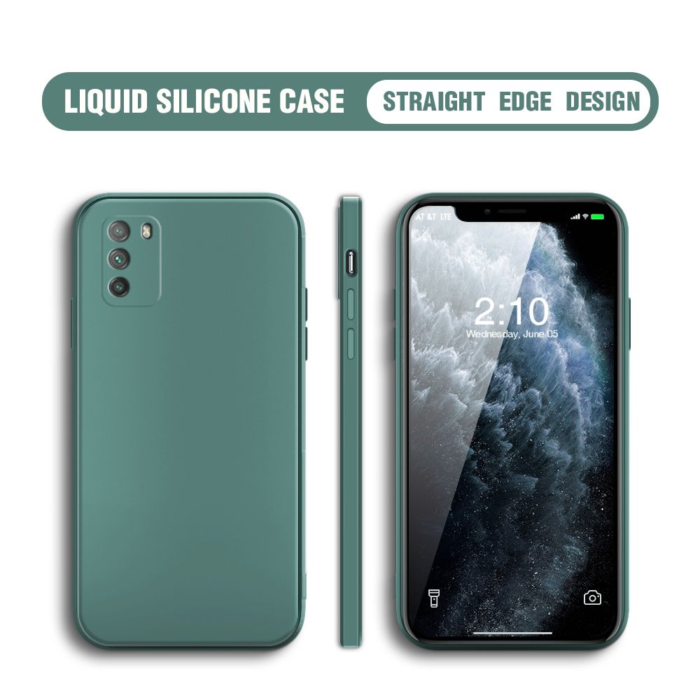 BILI for Xiaomi Poco M3 Back Cover Ultra Thin Soft Luxury Square Multicolor Liquid Silicone Phone Case