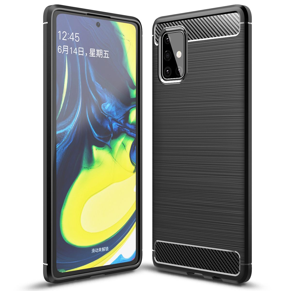 For Samsung Galaxy A71 5G Case Carbon Fiber TPU Shockproof Soft Silicone Phone Cover