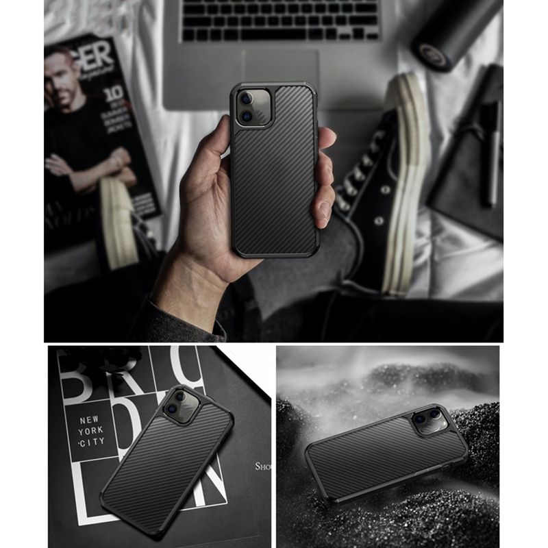 Suitable for iPhone12 Pro Mobile Phone Case Carbon Fiber Pattern Cover for 12Pro Airbag Anti-Fall Protective Cover
