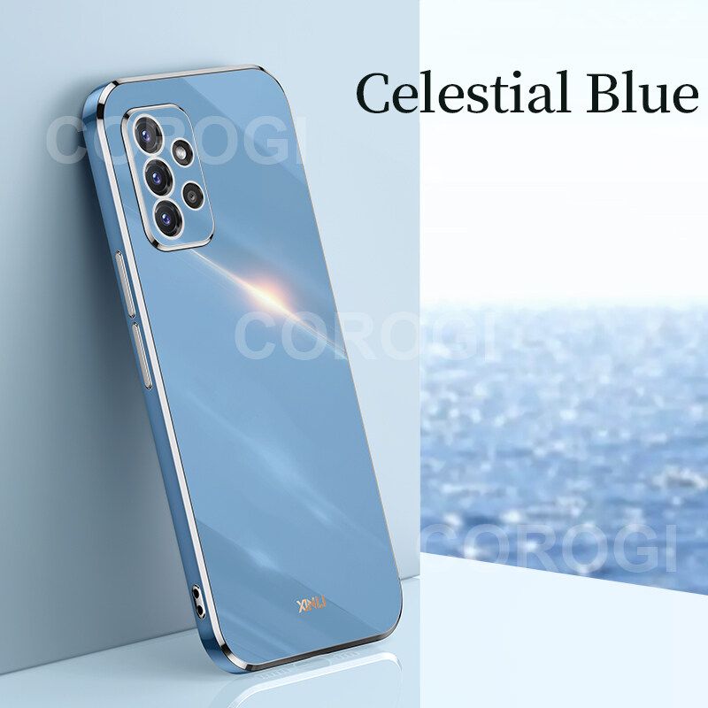 For Samsung Galaxy A72 Cover Fashion Shiny Plating Square Bumper Slim Phone Case Soft TPU Silicone Shockproof Protective Back Cover