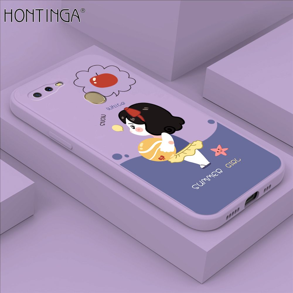 Hontinga for A5S A7 A12 A12S Case Cute Cartoon Girl Phone Case Phone Case Soft Square Edge Silicone Cases Full Lens Cover Shockproof Protection Cover