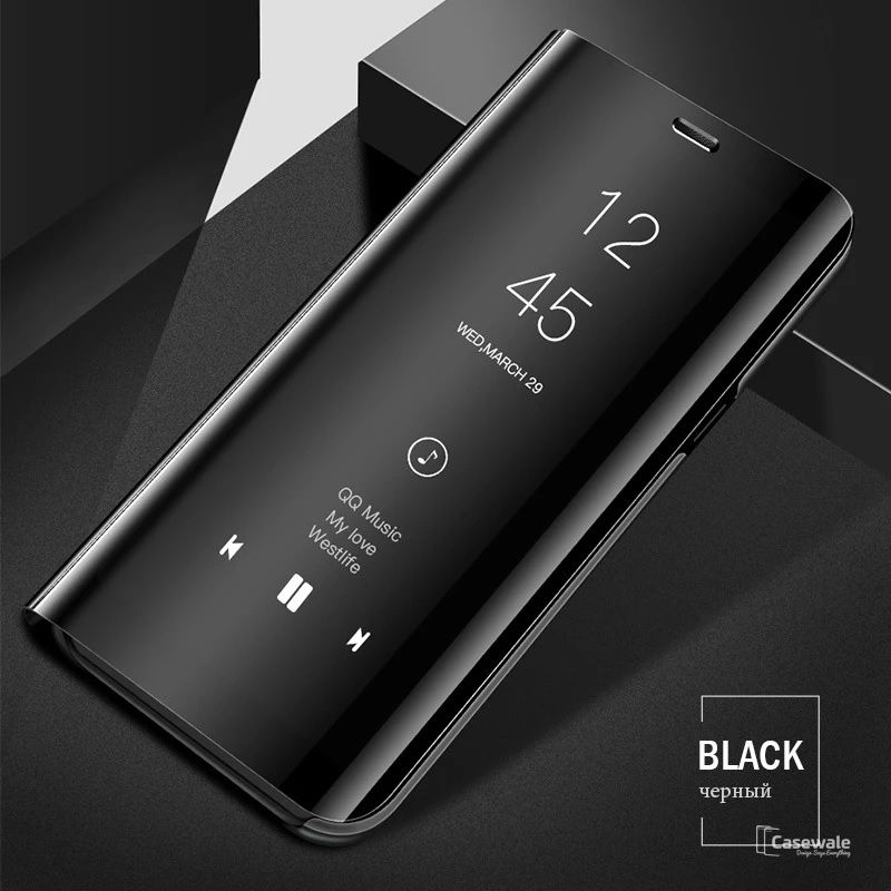 Clear View Mirror Leather Standing Glass Flip Cover for samsang A30