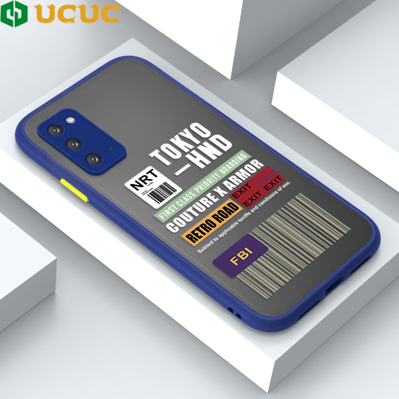 UCUC for Samsung Galaxy Note20 Back Cover FBI Sticker Frosted Transparent Hard Phone Case Thin Shockproof Full Cover Camera Protect Case