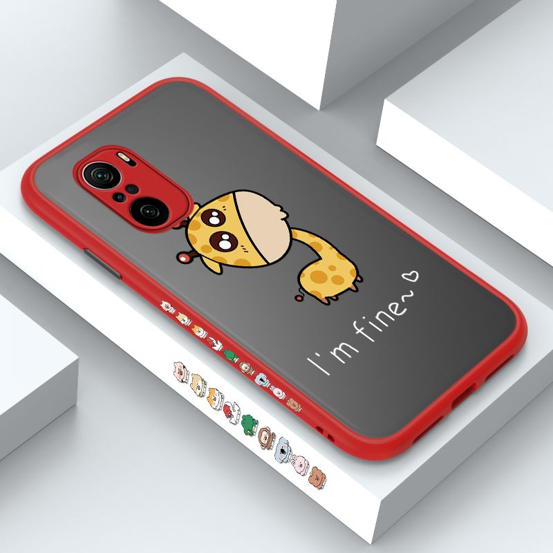 ZeroQiQi for Xiaomi Poco F3 Case Cute Funny Giraffe Side Printing Cover Frosted Ultra Thin Protective Anti Fall Phone Case