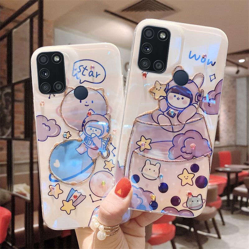 Phone case Realme 7i Case Soft Blue-Ray Bling Glitter Balloon Cup Girl Silicone Cases Cover For Realme 7i