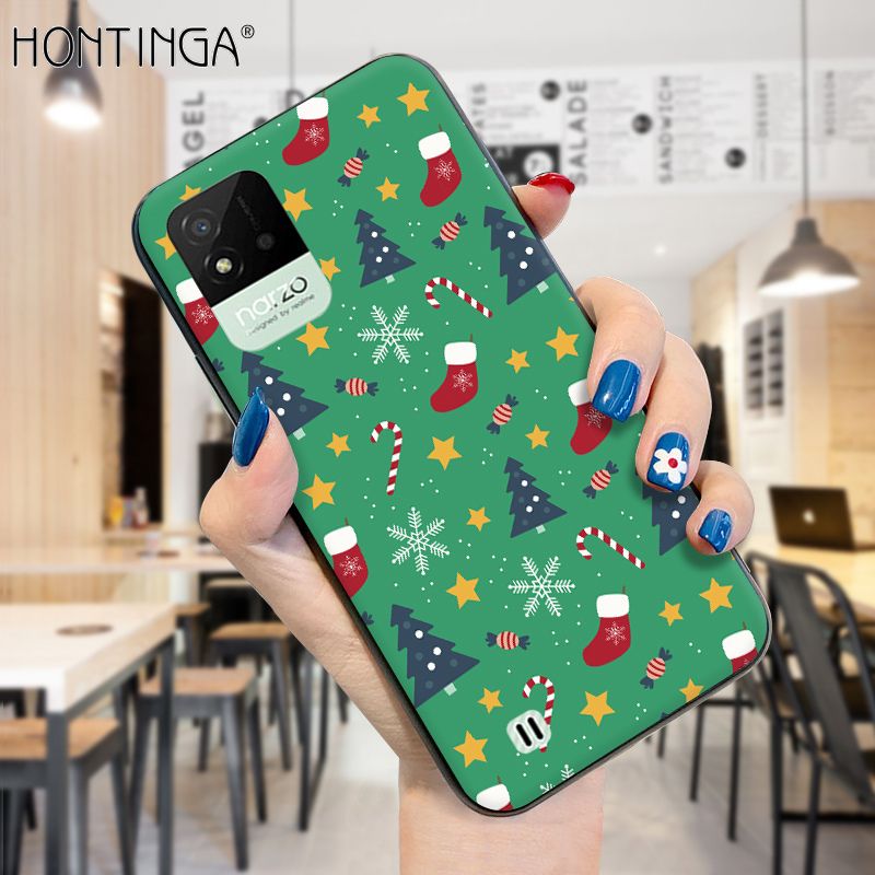 Hontinga for Realme Narzo 50I Case Merry Christmas Gifts for Girls Boys Phone Cover Shockproof Soft Silicone TPU Cases