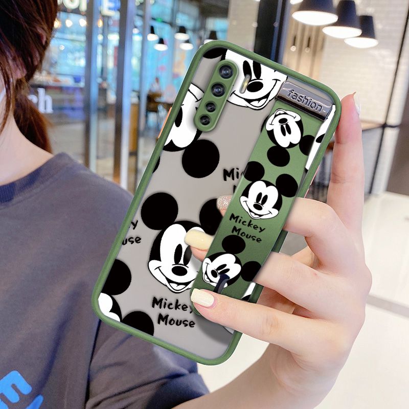 UCUC for OPPO A91 Wrist Strap Case Cute Mouse Avatar Wristband Printing Cover Shockproof Ultra Thin Phone Case