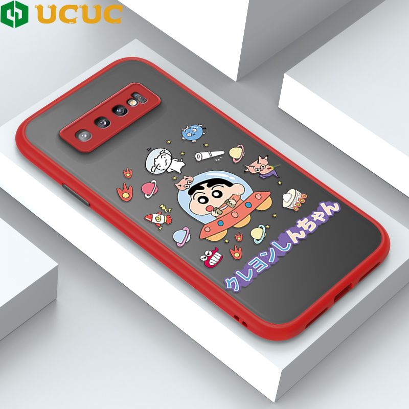 UCUC for Samsung Galaxy S10 Plus Back Cover Spaceship Shinchan Frosted Transparent Hard Phone Case Thin Shockproof Full Cover Camera Protect Case