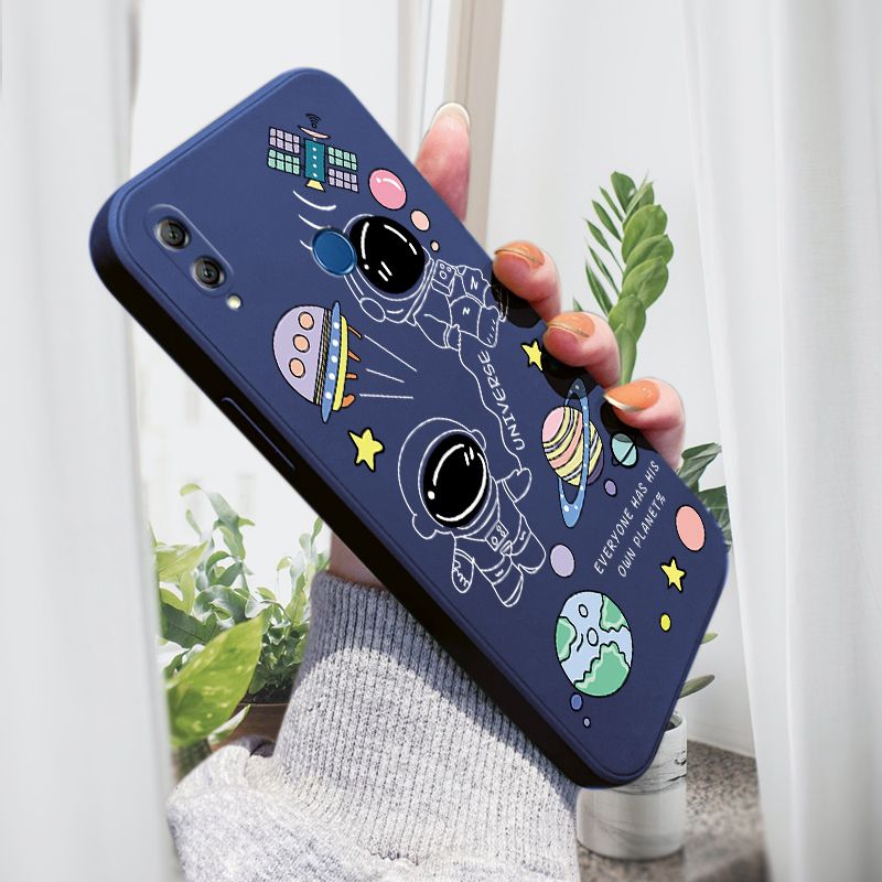 AMORVOR for Honor 8X MAX Back Cover Cartoon Cute Astronaut Side design Soft Case Liquid Silicone Phone Cases