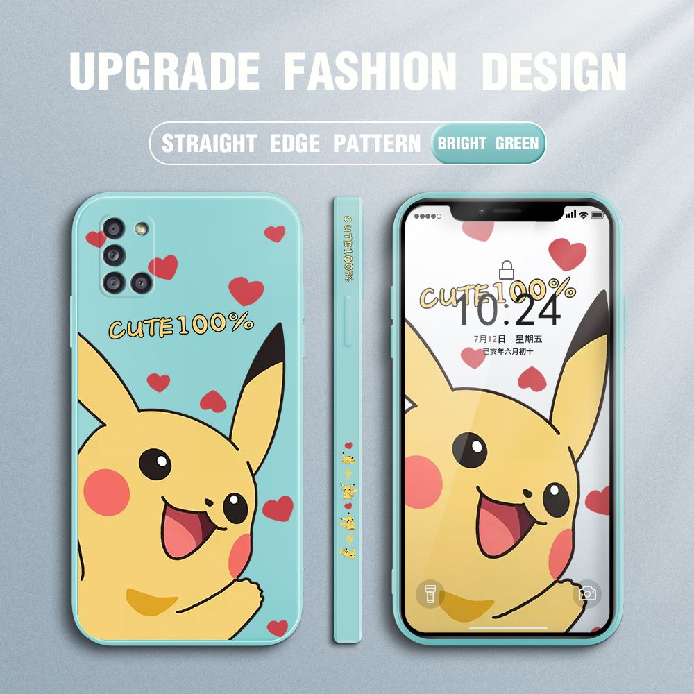 FHKL for Samsung Galaxy A31 Back Cover Cartoon Pikachu Side design Soft Case Multicolor Liquid Silicone Phone Cases