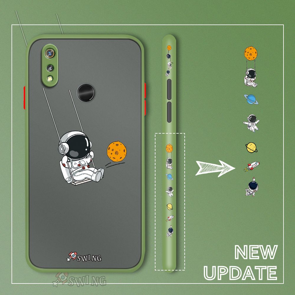 UCUC for Realme 3 Pro Back Cover Swing Astronaut Side Printed Design Phone Case Ultra Thin Frosted Cover Shockproof Phone Cover