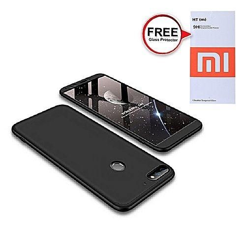 360 Degree Phone Case with Free Glass Protector for Xiaomi Mi A1 - Black