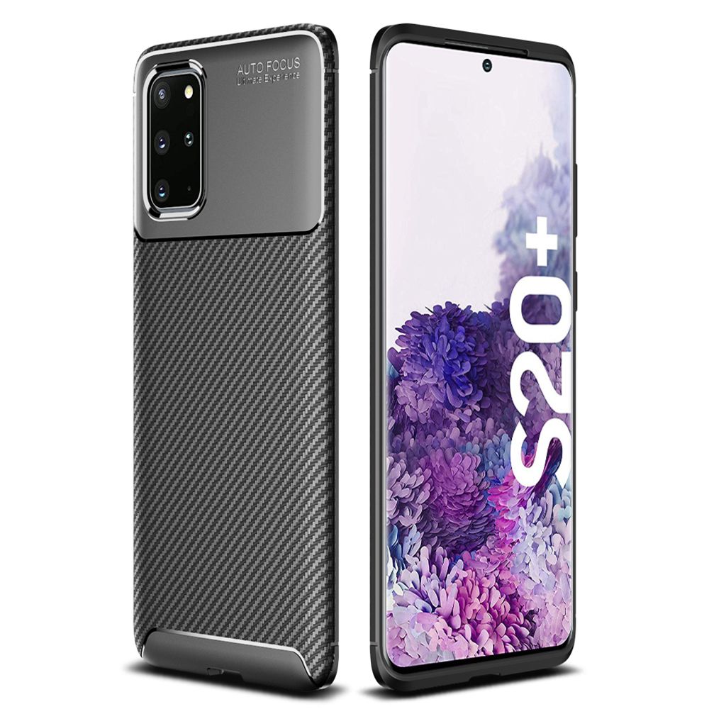 For Samsung Galaxy S20 Plus Carbon Fibre Grip Slip-Resistant Soft TPU Silicone Shockproof Protection Case Cover