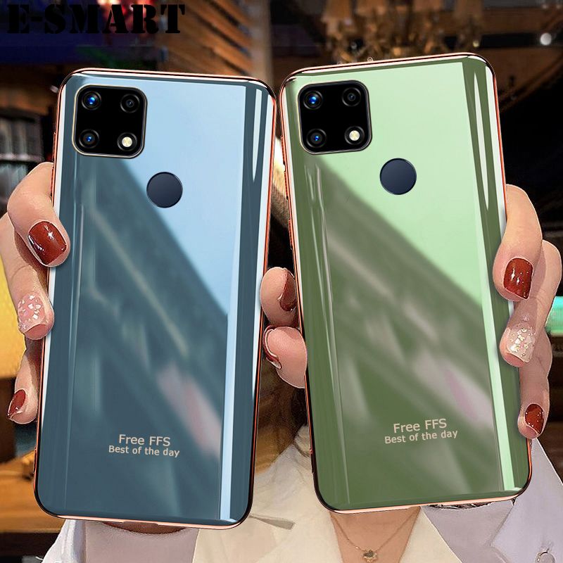 Phone Case Realme C25 Back Cover Silicone Soft Cases Electroplated Avocado Green Glitter Full Protector Phone Cases Realme C25 Case