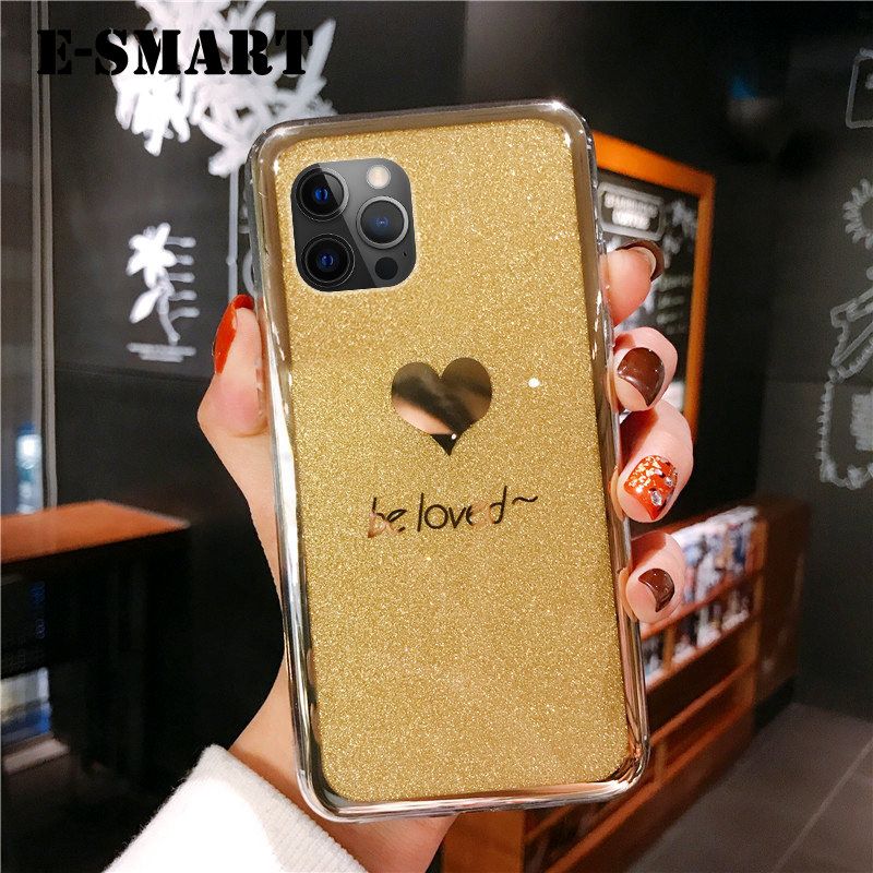 Phone Case iphone 11 Pro Back Fashion Couple Cases Bling Gold Glitter Be Loved Soft Silicone Protector Cover iphone11 Pro case
