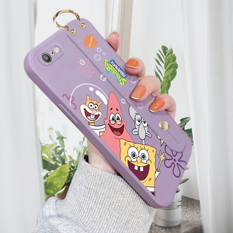 Jizetin for iPhone 6S / iPhone 6 Wrist Strap Case Funny Cartoon Sea Creatures Cover Ultra Thin Anti Fall Liquid Silicone Phone Case