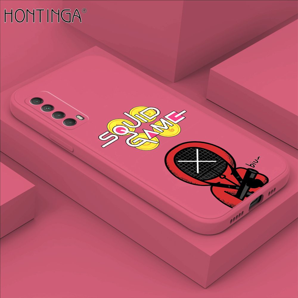 Hontinga for Huawei Y7A 2020 Case Fashion Cartoon Electric Baton Judge Role Phone Cover Square Liquid Silicone Trend Phone Case