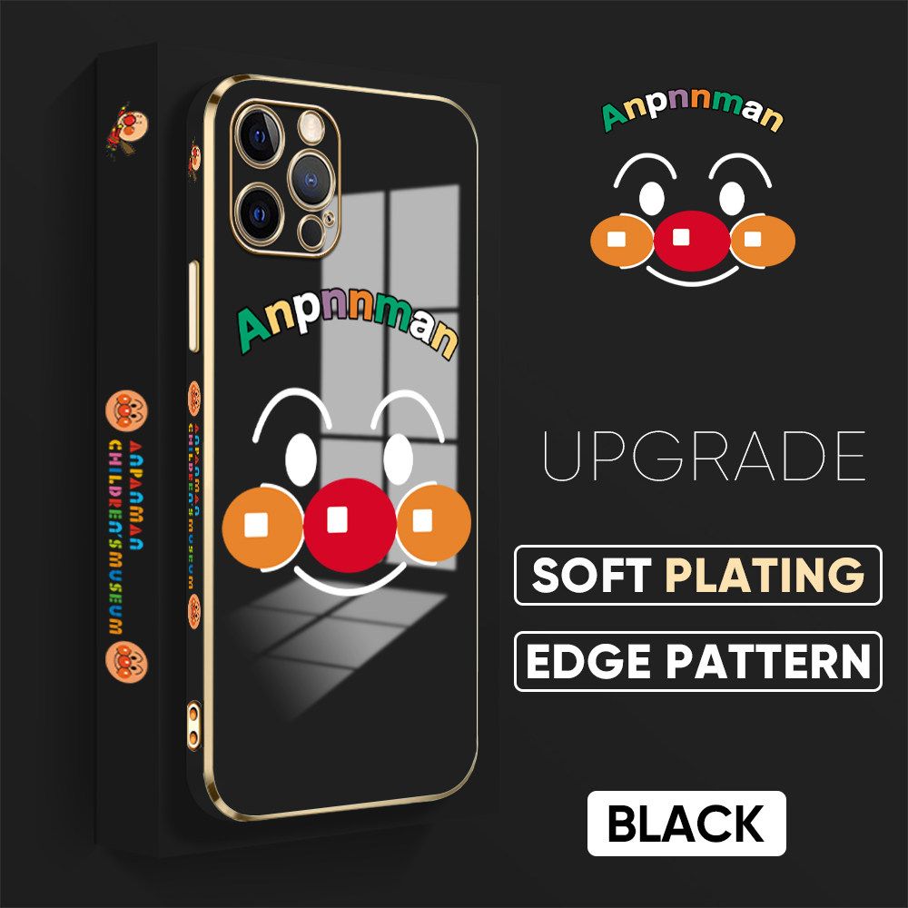 TA for iPhone 12 Pro Max Back Cover + Free Lanyard Bread Superman Luxury 6D Plating Case Side Pattern Soft Silicone Square Phone Cases