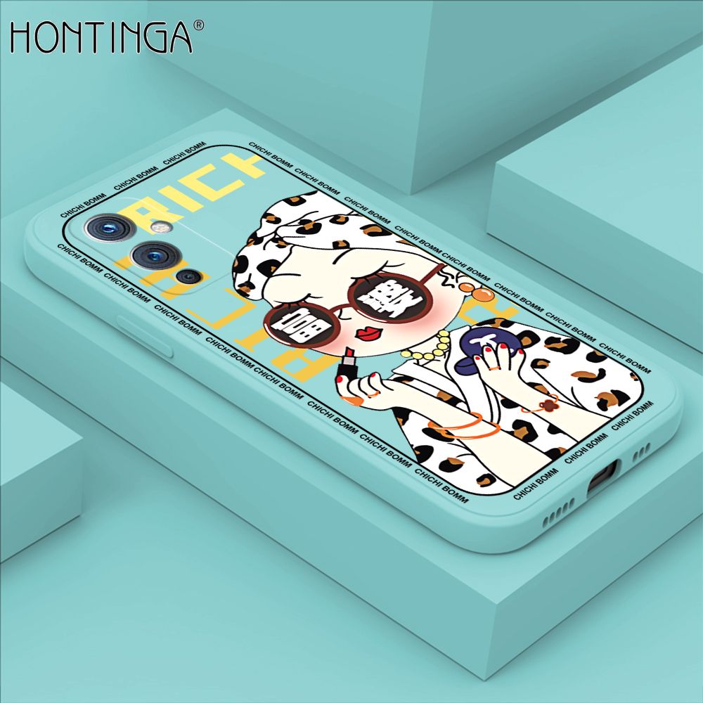 Hontinga for OnePlus 9 Case Fashion Sunglasses Rich Girl Phone Case Phone Case Soft Square Edge Silicone Cases Full Lens Cover Shockproof Protection Cover