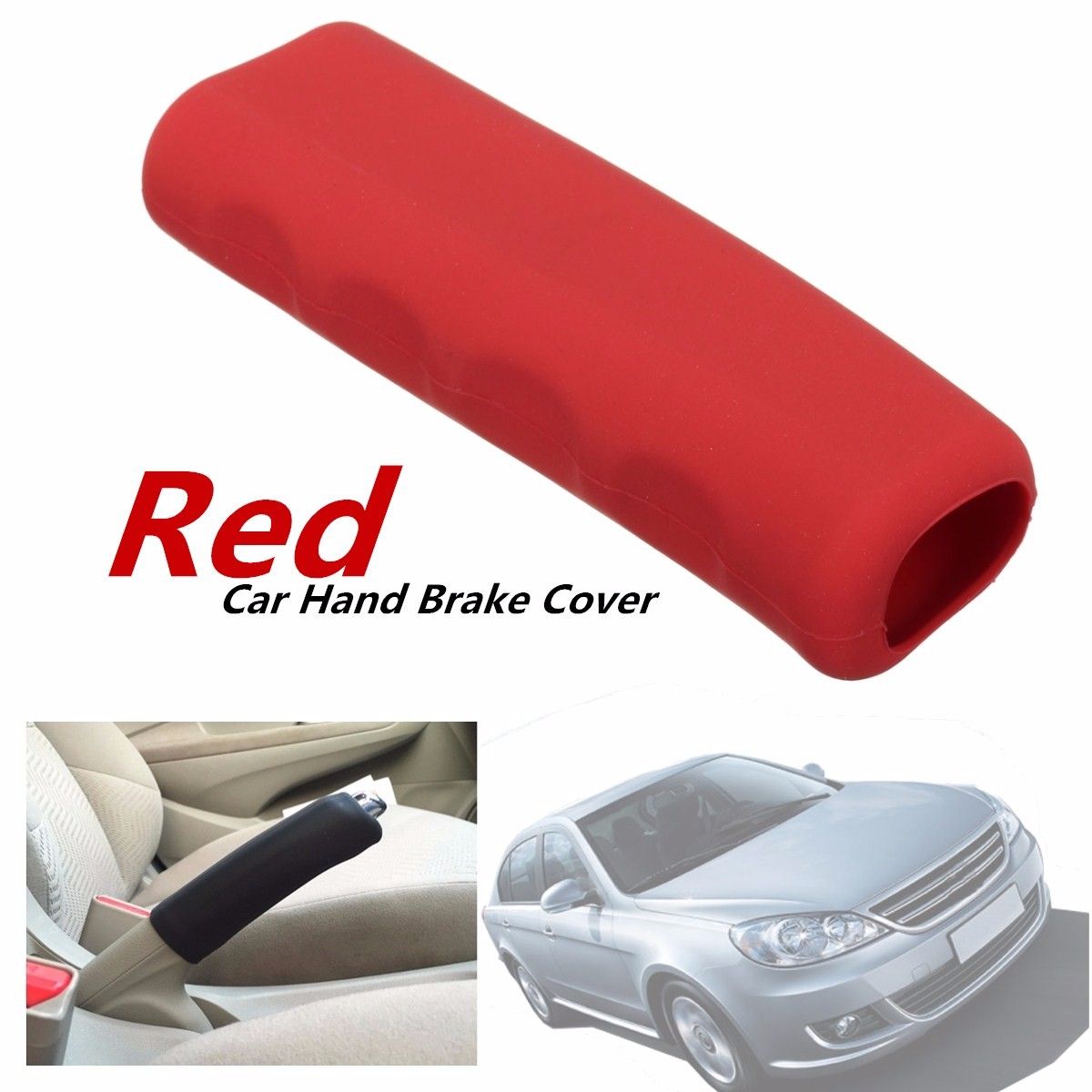 Silicone Car Hand Brake Cover Interior Parking Handle Lever Handbrake Boot Case - gules