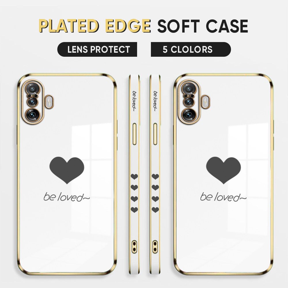Luxury 6D Plating Case for Xiaomi 11 Lite Phone Cases Lover Heart Side Print Soft Silicone Square Back Cover