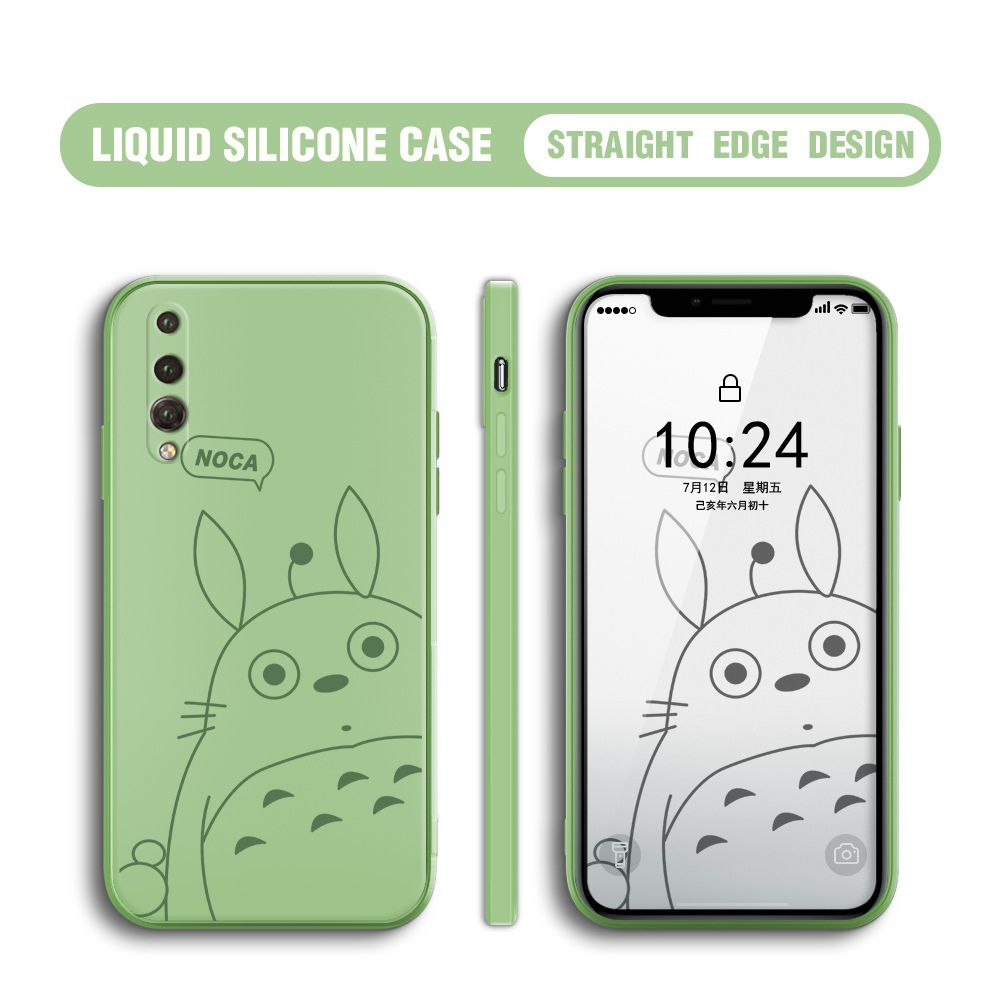 BILI for Huawei P20 Pro Back Cover Lovely Totoro Multicolor Liquid Silicone Phone Case Soft Square Lens Protection Phone Cases