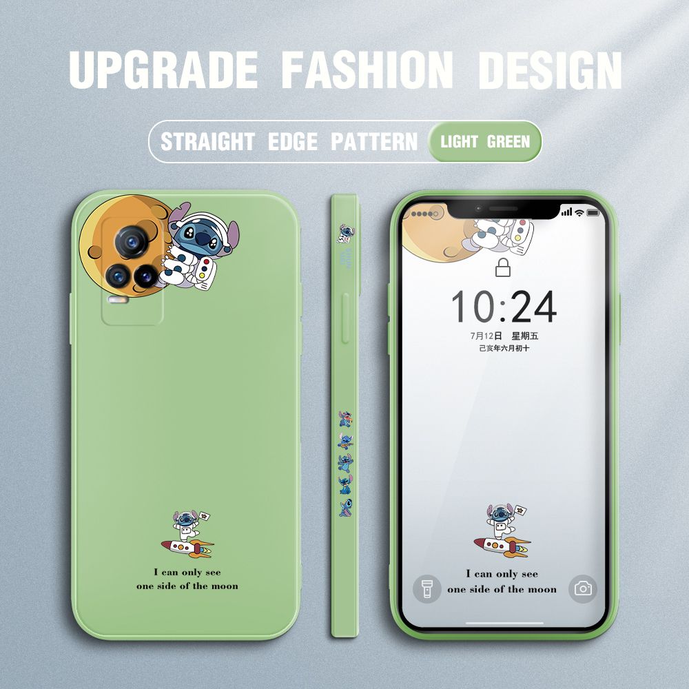 Jizetin for Vivo Y73 2021 Case Side Design Phone Cover  Astronaut Stitch Cover Square Edge Pattern Liquid Silicone Trend Case