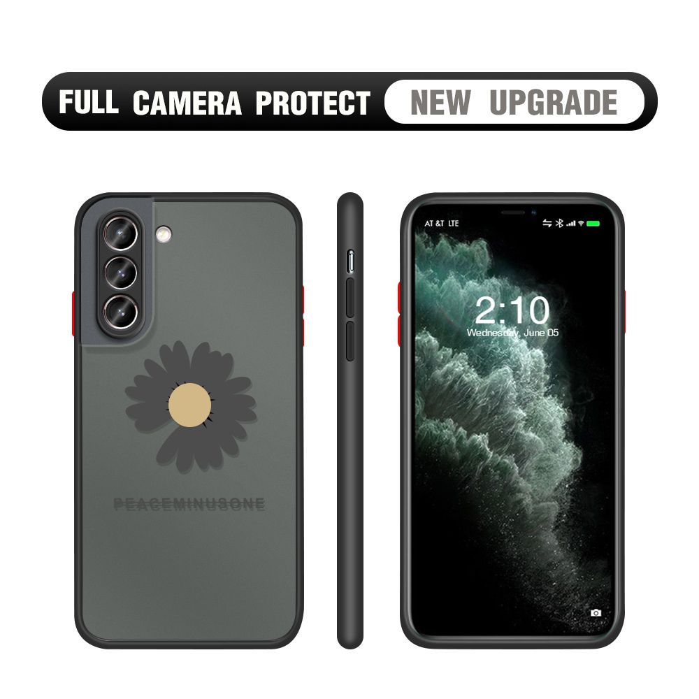 Hontinga for Samsung S21 5G Case Daisy Flower Cover Camera Shockproof Protection Case Edge Frosted Transparent Phone Cover