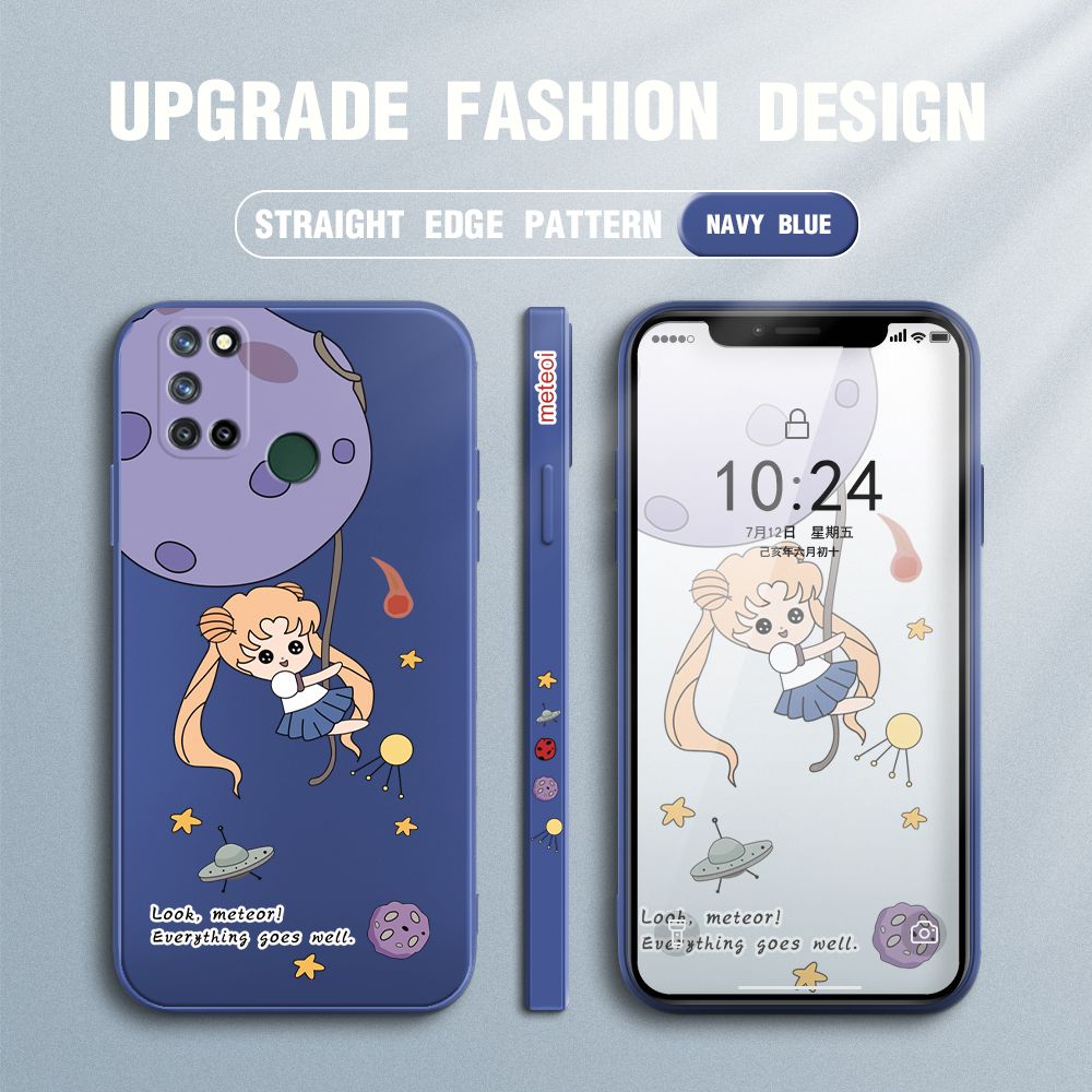 UCUC for Realme 7I / Realme C17 Back Cover Beauty Warrior Ultra Thin Soft Luxury Square Multicolor Liquid Silicone Phone Case