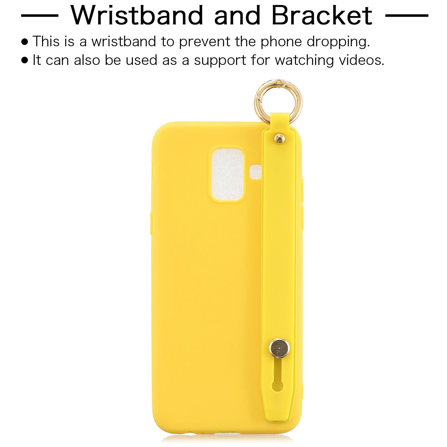 Yfashion For  J6 2018 ple Solid Color c Wrist Rope Stand Matte PU Anti-scratch Non-slip Protective Cover Back Case