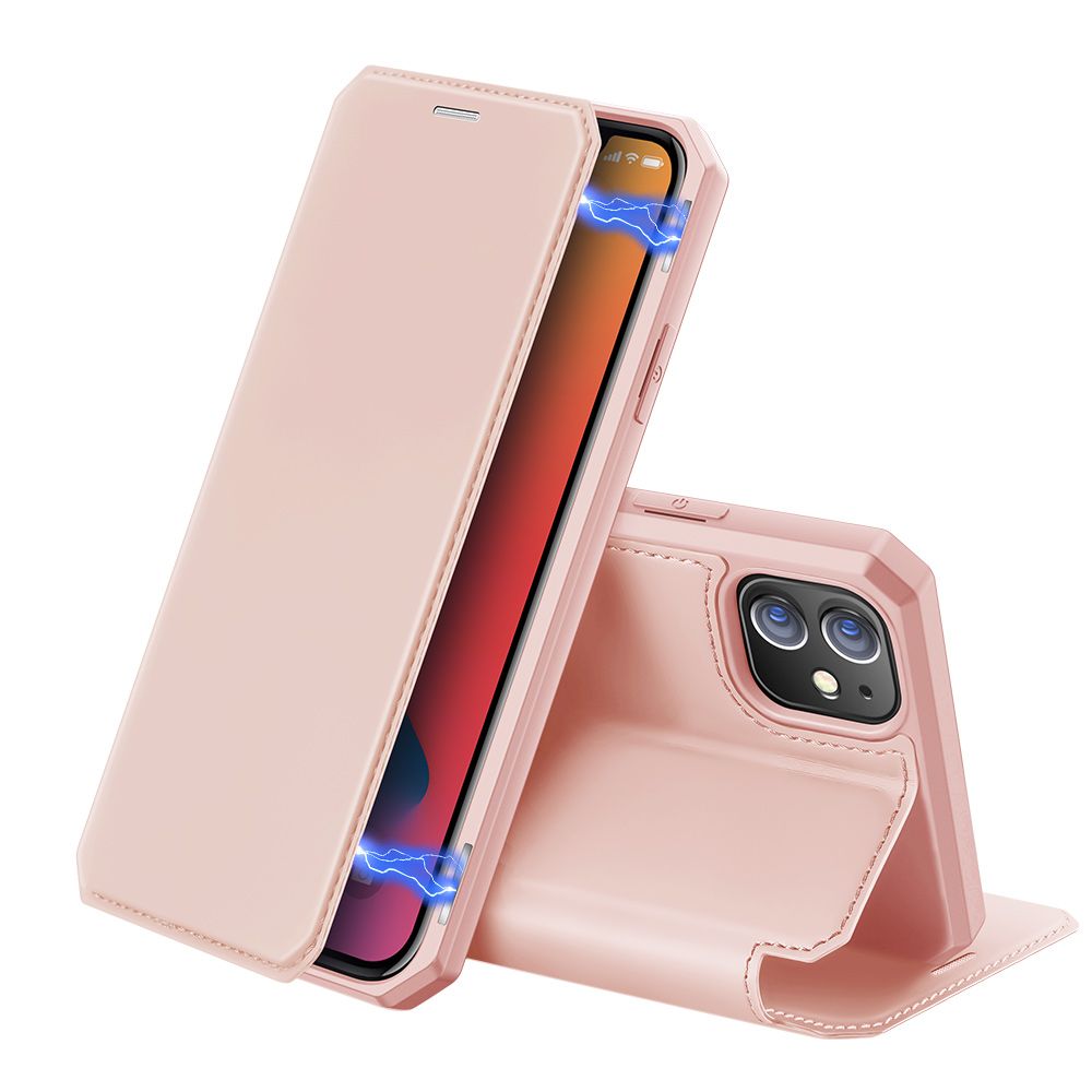 Yfashion DUX DUCIS for iPhone 12 5.4/6.1/6.7 Magnetic Mobile Phone Holder Leather Case with Cards Slot